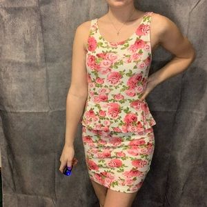 White and pink floral dress